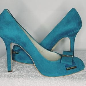 Gently Worn! Michael Kors Turquoise Heels-Sz. 10